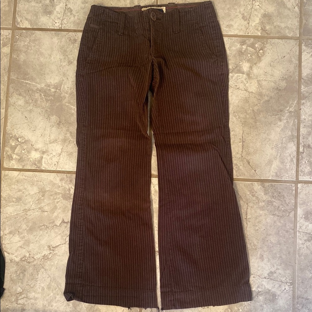Brown pinstripe AEO wide leg pants